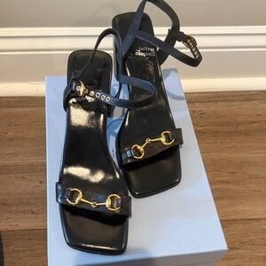 Jeffrey Campbell Black Heels with Gold Buckles